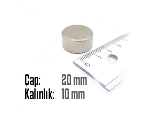 Neodyum Mıknatıs Silindir Çap 20mm , Kalınlık 10mm ( 2 Adet) - 2