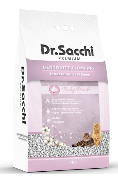 Dr. Sacchi Dr.sacchi Bebek Pudrası Kokulu Bentonit Kedi Kumu 10 Lt