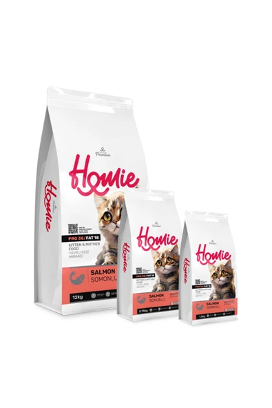 Homie Düşük Tahıllı Somonlu Yavru ve Anne Kedi Maması 1,5 Kg - 2