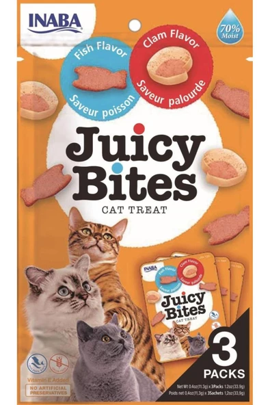 Inaba Juicy Bites Balıklı ve İsteridyeli Kedi Ödül Maması 3 Paketli