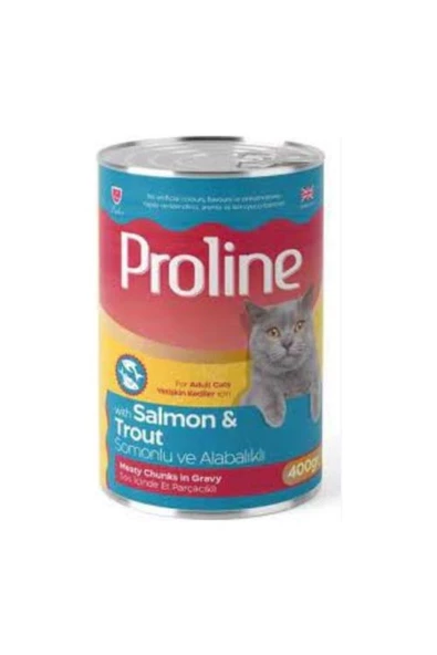 PROLINE Sos Içinde Parça Somonlu Ve Alabalıklı Yetişkin Kedi Konservesi 400gr