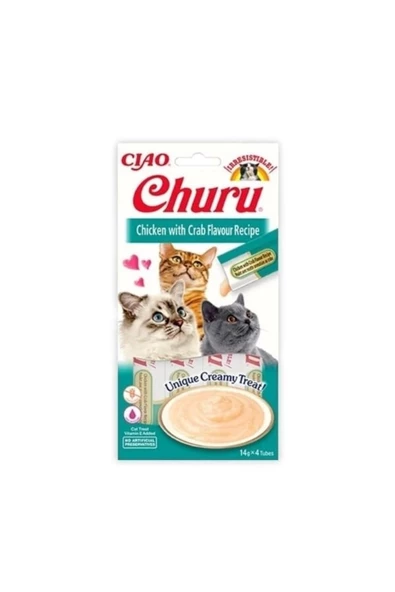 Ciao Inaba Churu Cream Tavuklu Ve Yengeçli Sıvı Kedi Ödül Maması 14 gr 4 Adet