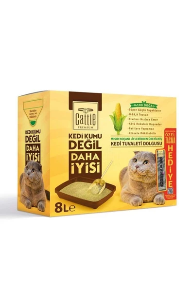 Cattie Süper Topaklanan Mısır Koçanı 8 lt Kedi Tuvaleti Dolgusu