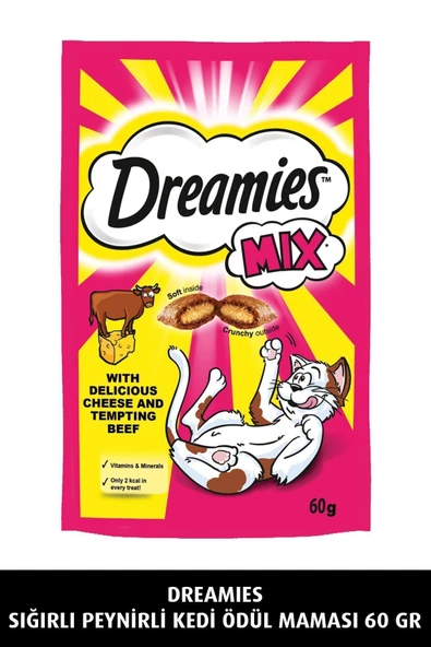Dreamies Mix Iç Dolgulu Sığır Etli Ve Peynirli Kedi Ödül Bisküvisi 60gr