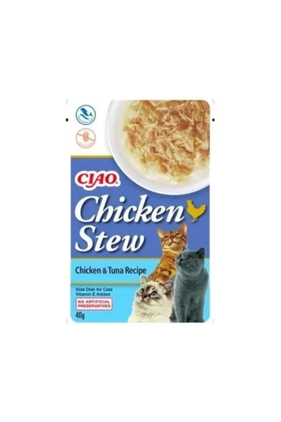 Ciao Inaba Chicken Stew Tavuk Güveçli Ve Ton Balıklı Pate Yetişkin Konserve Kedi Maması 40 gr