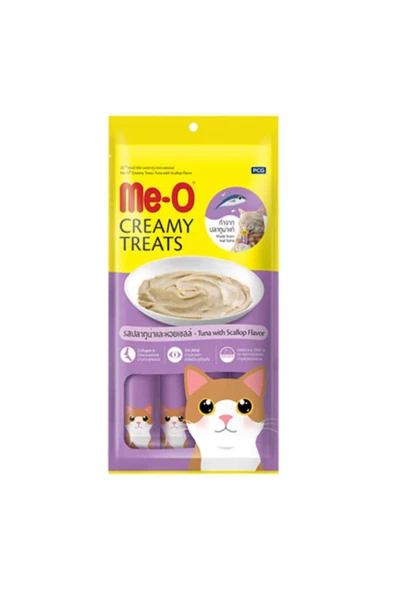 me-o Creamy Treats Deniz Tarağı Ve Ton Balıklı Ek Besin Ve Kedi Ödülü 60 Gr ( 4 X 15 Gr )