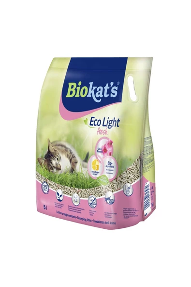 Biokats Biokat's Eco Light Fresh Cherry Blossom (KİRAZ ÇİÇEĞİ KOKULU) Pelet Kedi Kumu 5 Lt