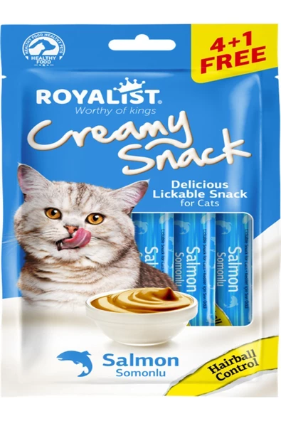 Royalist creamy snack salmon hairball somonlu tüy yumağı kontrol ödül maması 5x15 gr - 2