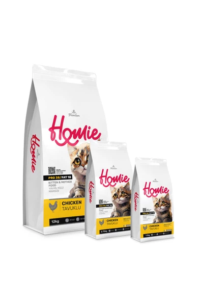 Homie Düşük Tahıllı Tavuklu Yavru ve Anne Kedi Maması 1,5 Kg - 2