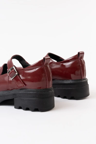 745-771 Bordo Rugan Kadın Günlük Yüksek Tabanlı Loafer Ayakkabı - Resim 2