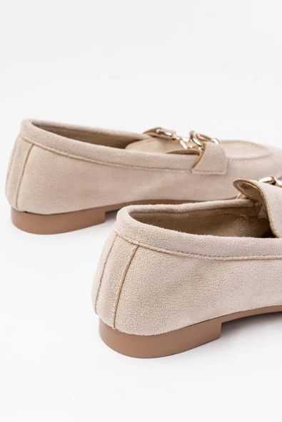 İnfon Ayakkabı Marketi 303 Bej Toka Aksesuarlı Günlük Kadın Babet - Resim 2