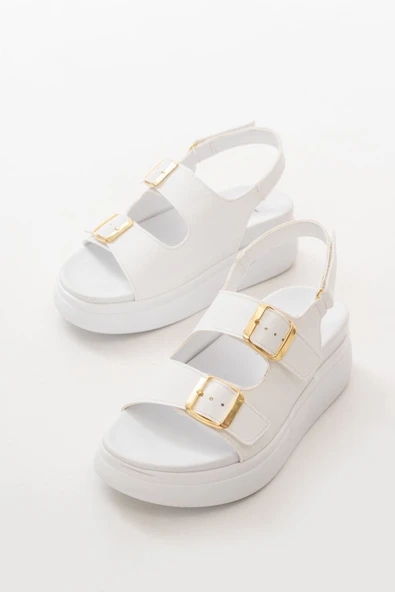 24422-1185 Beyaz Dolgu Topuk Kadın Sandalet ürün görseli