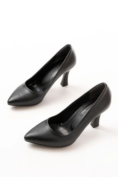 St-001 Siyah Günlük 9 Cm Topuklu Stiletto Ayakkabı - 3