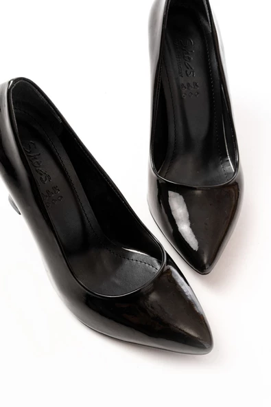 topuklu ayakkabıST-001 Siyah Rugan Günlük 9 cm Topuklu  Stiletto Ayakkabı - 5