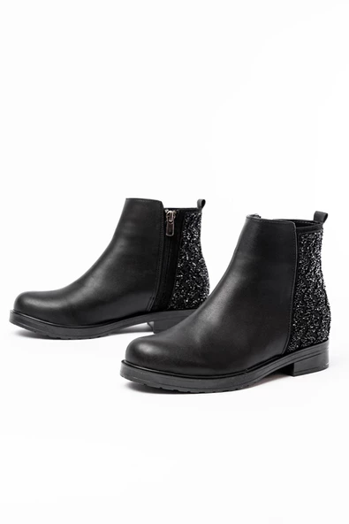 İnfon Ayakkabı Marketi 165-212 Siyah Taş Aksesuarlı Fermuarlı Günlük Kadın Bot - Resim 4