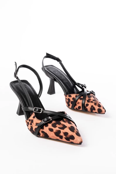 St-005 Leopar Günlük 7 Cm Topuklu Ayakkabı - 4