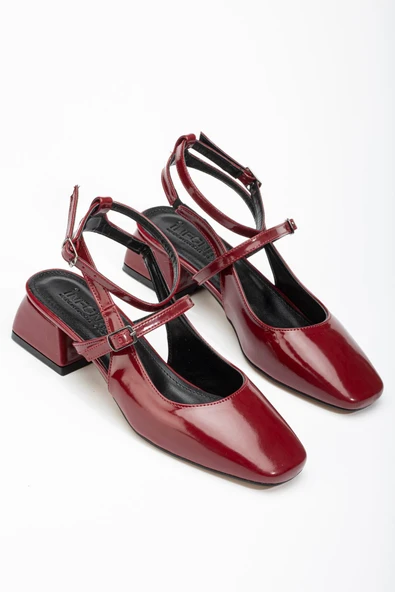 St-006 Bordo Rugan Günlük 4 Cm Topuklu Ayakkabı - 6