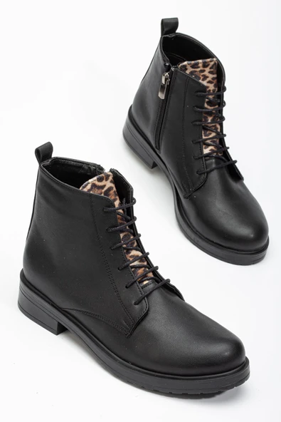 165-225 Siyah Rugan Bağcıklı Fermuarlı Günlük Kadın Bot ürün görseli