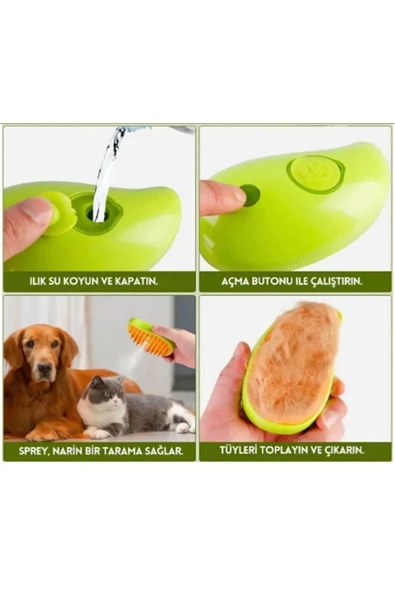 Pet Brush Kedi & Köpek Buharlı Tarak Şarjlı - 2