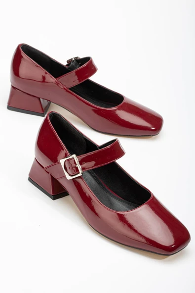 İnfon Ayakkabı Marketi St-003 Bordo Rugan Günlük 4 Cm Topuklu Ayakkabı