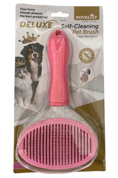 Royalist ROYALİST DELUXE SELF-CLEANİNG PET BRUSH PİNK