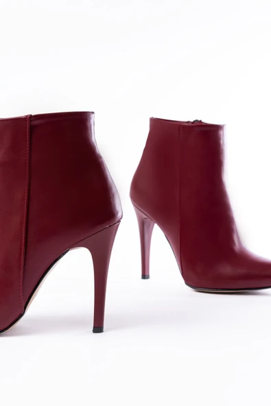 Vivole Shoes Vrt-4802 Bordo Yüksek Ince Topuklu Fermuarlı Kadın Bot - 2