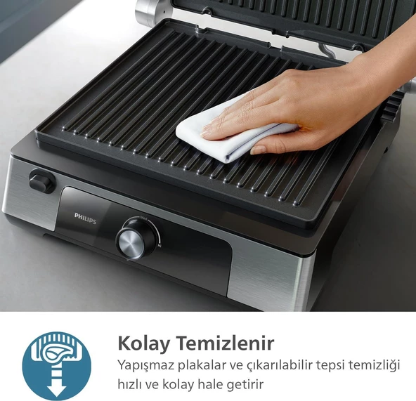 Philips 5000 Serisi Izgara ve Tost Makinesi Çıkarılabilir Yapışmaz Yüzeyli HD6301/90 - Resim 8