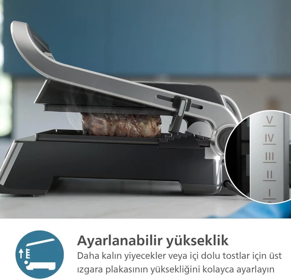 Philips 5000 Serisi Izgara ve Tost Makinesi Çıkarılabilir Yapışmaz Yüzeyli HD6301/90 - Resim 6