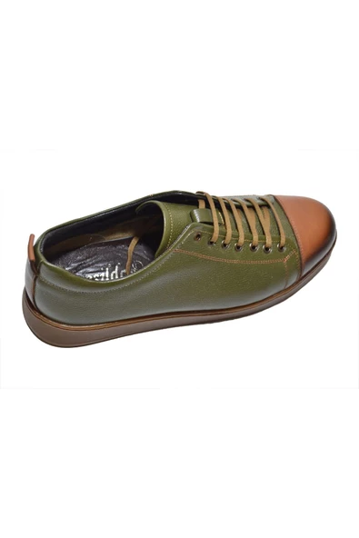 Hakiki Deri Günlük Erkek  Ayakkabı Yeşil Deri Ayakkabı Trend deri yakkabı - Resim 3