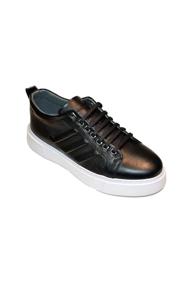 Hakiki deri yüksek taban erkek ayakkabı siyah deri ayakkabı moda deri yakkabı ürün görseli 1