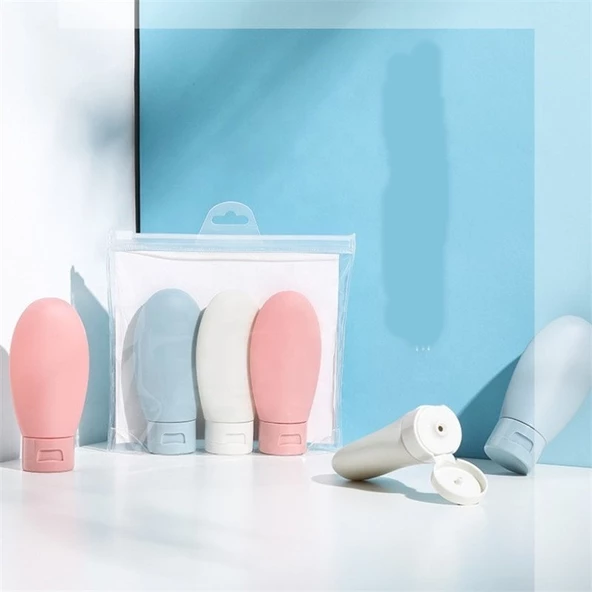 3Lü Seyahat Tipi - Kozmetik  - Krem- Şampuan -Losyon Kutuları 60 ML Kilitli Poşetli Etiketli - 3