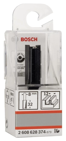 Bosch - Standard Seri Ahşap İçin Çift Oluklu, Sert Metal Ekstra Uzun Düz Freze Ucu 8*12*62mm - 2