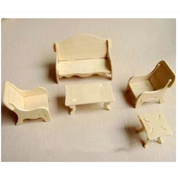 3D Ahşap Puzzle - Salon Takımı - 2
