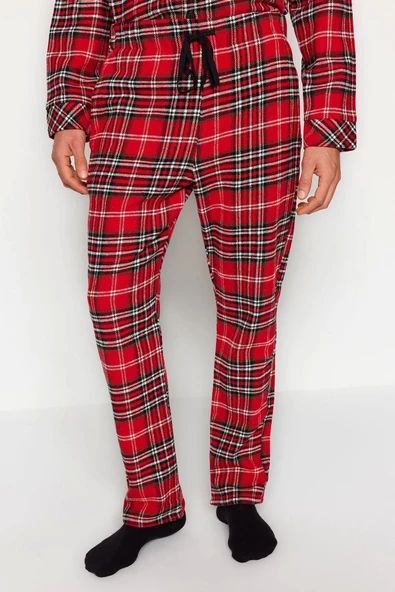 Erkek Polyester Gömlek Yaka Uzun Kol Regular Fit Ekose Dokuma Pijama Takımı - 5