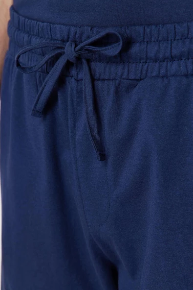 Erkek Pamuk Polyester Bisiklet Yaka Kısa Kol Regular Fit Şortlu Pijama Takımı - 5