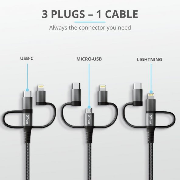 TRUST Keyla Extra-Strong 3-In-1 USB KABLO 1M 23572