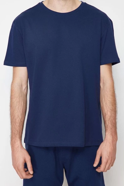 Erkek Pamuk Polyester Bisiklet Yaka Kısa Kol Regular Fit Şortlu Pijama Takımı - 3