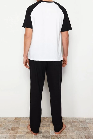 Erkek %100 Pamuk Bisiklet Yaka Kısa Kol Baskılı Reglan Kol Regular Fit Örme Şortlu Pijama Takımı - 6