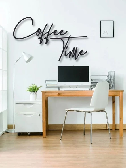 Lowenart Siyah Ahşap Coffee Time Kahve Zamanı Duvar Yazısı Mutfak Cafe Için Duvar Dekoru - 2