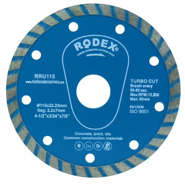 Rodex RRU115 Turbo Elmas Beton Granit Kesici 115 mm Kuru Kesim - 3