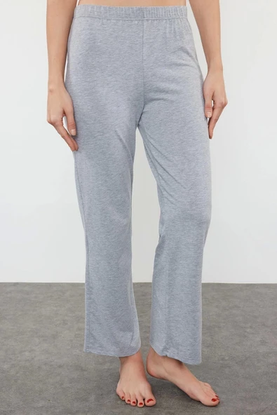 Kadın %100 Pamuk Gömlek Yaka Kısa Kol 100% Pamuk Çiçek Detaylı Örme Pijama Takımı - 4