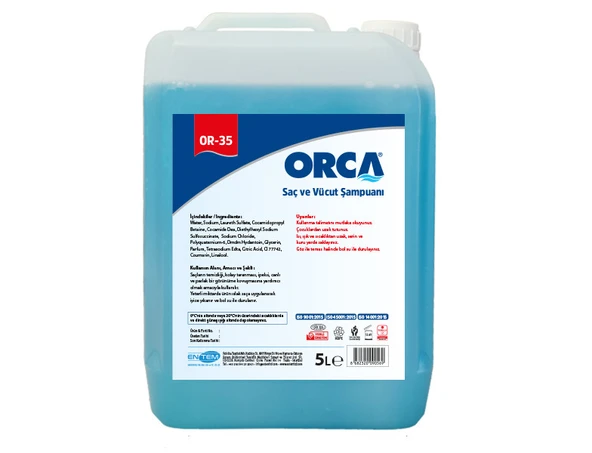 Orca Saç Ve Vücut Şampuanı 5 Litre 4 Adet