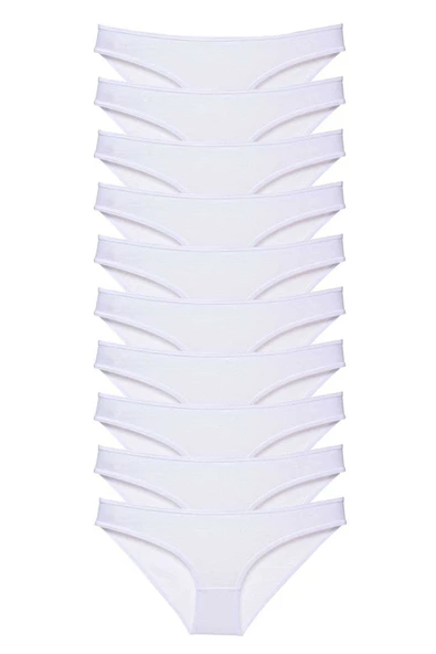 10 adet Süper Eko Set Likralı Kadın Slip Külot Beyaz ürün görseli 1