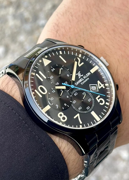 Daniel Klein Çelik Kordon Fonksiyonlu Siyah Erkek Kol Saati - Resim 2