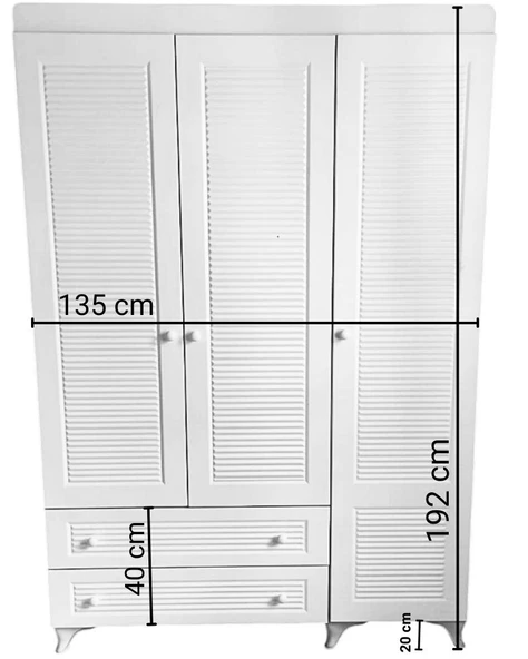 3 Kapaklı Beyaz Panjur MDF Dolap - 2