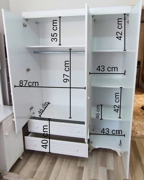 3 Kapaklı Beyaz Panjur MDF Dolap - 4