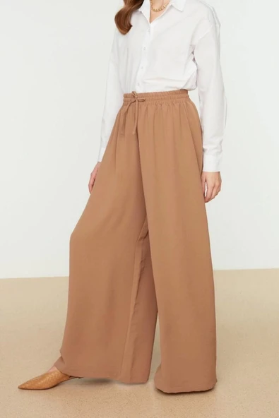 Kadın Yeni Moda Tesettür Boru Paça Regular Boy Dokuma Bol Paça Pantolon - 2