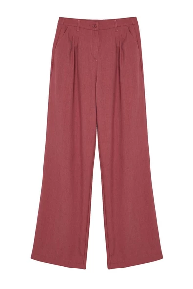 Kadın Yeni Moda Geniş Paça Regular Boy Dokuma Geniş Paça Wide Leg Pilili Pantolon - 6