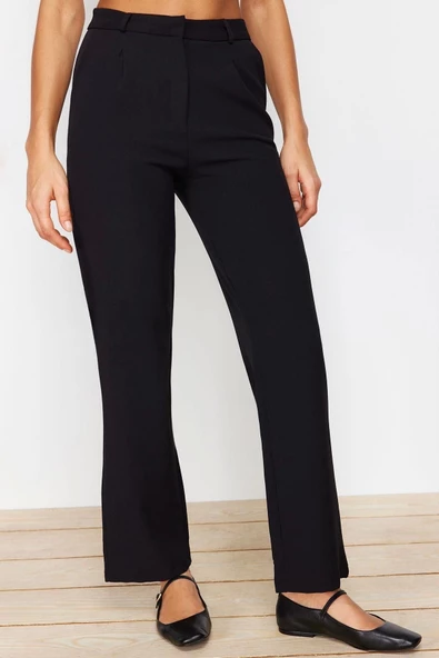 Kadın Yeni Moda Geniş Paça Uzun Boy Dokuma Wide Leg Geniş Paça Pileli Pantolon