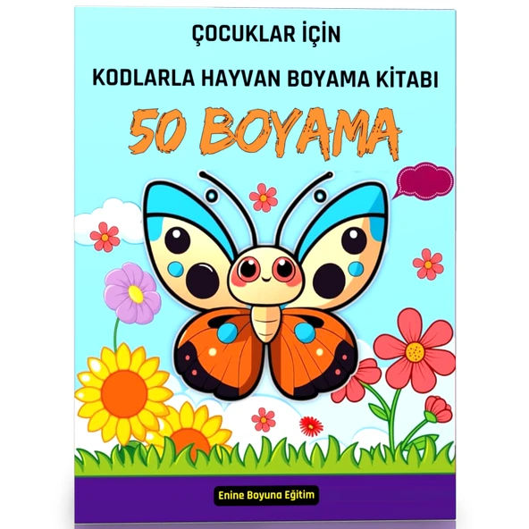 Çocuklar İçin Kodlarla Hayvan BOYAMA Kitabı (50 Hayvan Boyama)